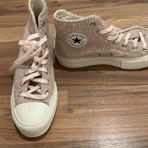 Converse Pink Sherpa High-Top Sneakers